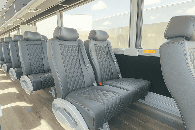 interior of Spokane Coach Bus Service charter bus